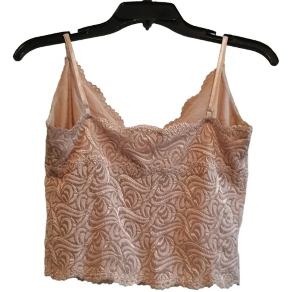 VTG Y2K Bebe Crochet Lace Cami Bra Top‎ Coquette Fairycore Tan Pink XS S - Picture 2 of 7